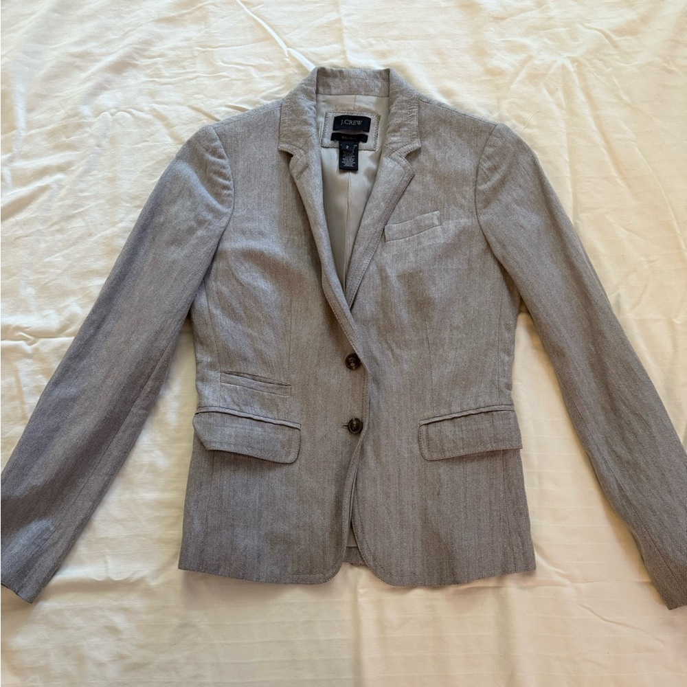 J. Crew Heather Gray Tailored Women's Blazer Size 2 Excellent Condition